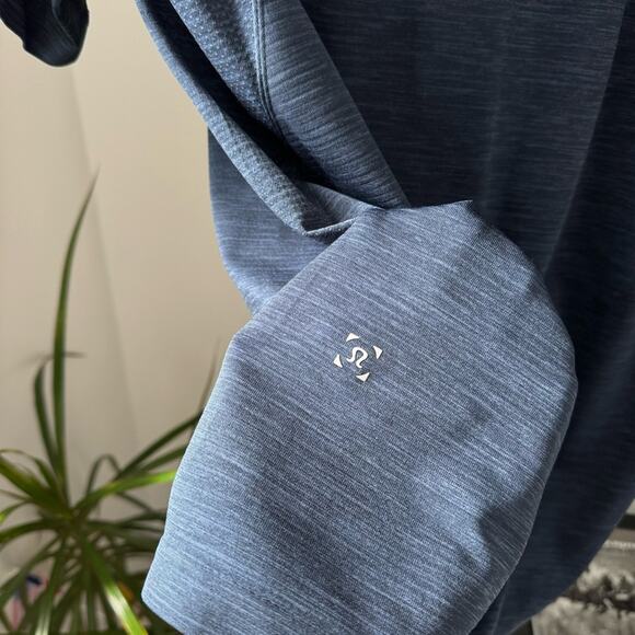 Lululemon Metal Vent Tech Heathered Blue Short Sleeve Polo Shirt Men’s Medium - Picture 4 of 8